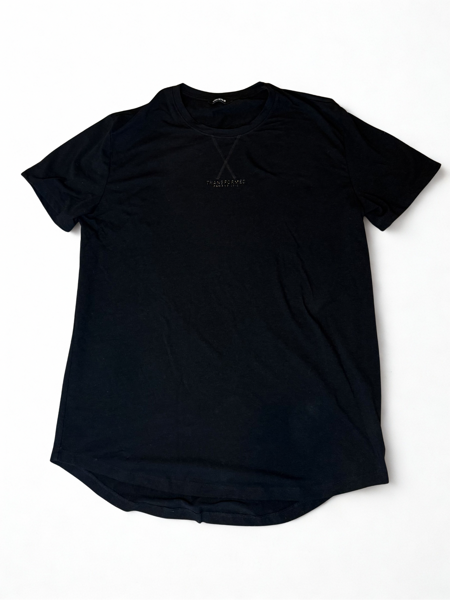 Black t-shirt on a white background